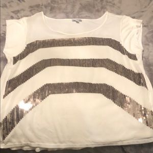 Express off white gold sequined top